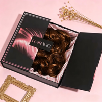 Boîte à perruque pliable double porte personnalisée, insert éponge soie antichoc, emballage rigide magnétique luxueux pour