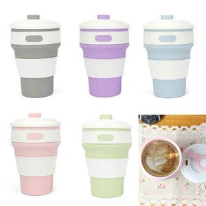 Gobelet pliable en silicone avec couvercle, couleur unie, tasse de voyage réutilisable, design minimaliste unisexe - Product Image 6