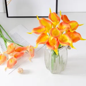 ดอกไม้ประดิษฐ์ทำมือทำจาก PU ขนาดเล็ก,ดอกลิลลี่สำหรับตกแต่งร้านอาหารโรงแรมห้องนั่งเล่นในบ้าน