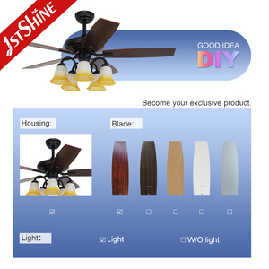 พัดลมเพดาน1stshine สไตล์วินเทจใบมีด5ใบสวิตช์รีโมทคอนโทรลไม้อัดพัดลมเพดานมีไฟและรีโมท - Product Image 4