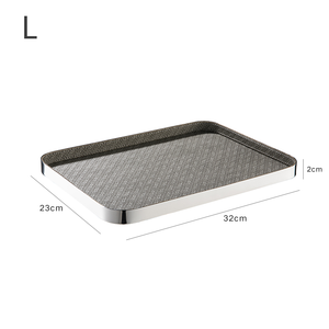Plateau de service en métal pour hôtel plateau de rangement personnalisé en <span class=keywords><strong>acier</strong></span> inoxydable 304 argenté de luxe léger plateau de service pour hôtel en cuir <span class=keywords><strong>gris</strong></span> haut de gamme - Product Image 6