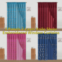 Stock entrepôt local US – Rideau simple 54*84 po, plusieurs styles et couleurs, broderie florale, passe-tringle, pour chambre et salon