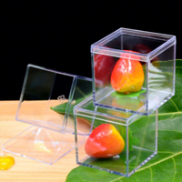 Boîte carrée en acrylique transparente, petite boîte en plastique avec couvercle, boîte de rangement multi-usages transparente de qualité alimentaire pour l'emballage alimentaire