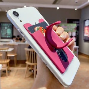 Biểu tượng tùy chỉnh Silicone điện thoại di động Pouch Wallet tay áo Pocket Stick trên mặt sau của điện thoại di động đứng ID chủ thẻ tín dụng - Product Image 4