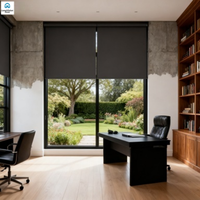 Cortinas enrollables eléctricas dobles con capas transparentes y opacas para privacidad en la oficina en el hogar o en las salas de medios (integradas)