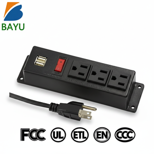 BAYU BAYU-E03 Caja de Conexión <span class=keywords><strong>Oculta</strong></span> con Enchufes Eléctricos Estándar de EE. UU., 3 Tomas de CA y 2 Puertos USB, <span class=keywords><strong>Regleta</strong></span> de Alimentación con Interruptor y Cable de 1.5m - Product Image 1