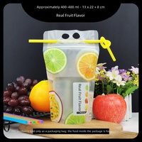 Pochette à boisson en plastique portable avec poignée, motif citron estival, pour jus et smoothies, sac à boisson refermable à fermeture éclair