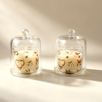 Ensemble de bougies cloche en verre en cire de paraffine imprimées thème Village de Noël Ramadan, avec couvercle en dôme, pour aromathérapie festive et décoration de fêtes