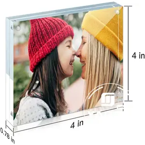China Supplier Wholesale Custom Magnetic Acrylic Photo Frame 4x4 Clear Acrylic Picture Display Frame