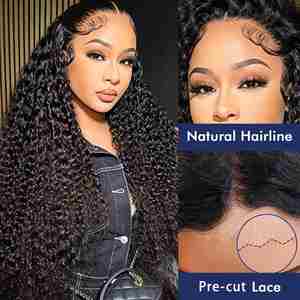 RTS <b>Deep</b> <b>Wave</b> 24inch Human Hair <b>Wig</b> 13x4 Lace Frontal Raw Cuticle Long Human Hair <b>Wig</b> 210% Density for Black Women Pre-cut Lace - Product Image 2