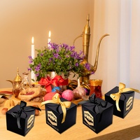 Nouvelle boîte cadeau en papier noire dorée pour la célébration du Hajj et de l'Omra, boîte à bonbons islamique pour fête à domicile, cadeau de fête islamique pour musulmans