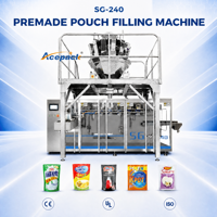 Machine de remplissage et de scellage horizontale pour sachets préformés, pour poudre, liquide, granulés, haute précision, PLC, certifiée CE