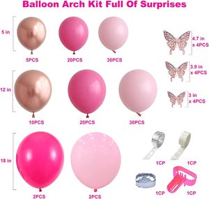 Balon lateks, <span class=keywords><strong>Pastel</strong></span>, merah muda, Set balon lateks, untuk pesta pernikahan, dekorasi pemandangan ruangan rantai kupu-kupu - Product Image 4