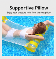 Hamac aquatique gonflable transparent à 2 tubes, stable, rayé, avec revêtement en tissu, pour piscine