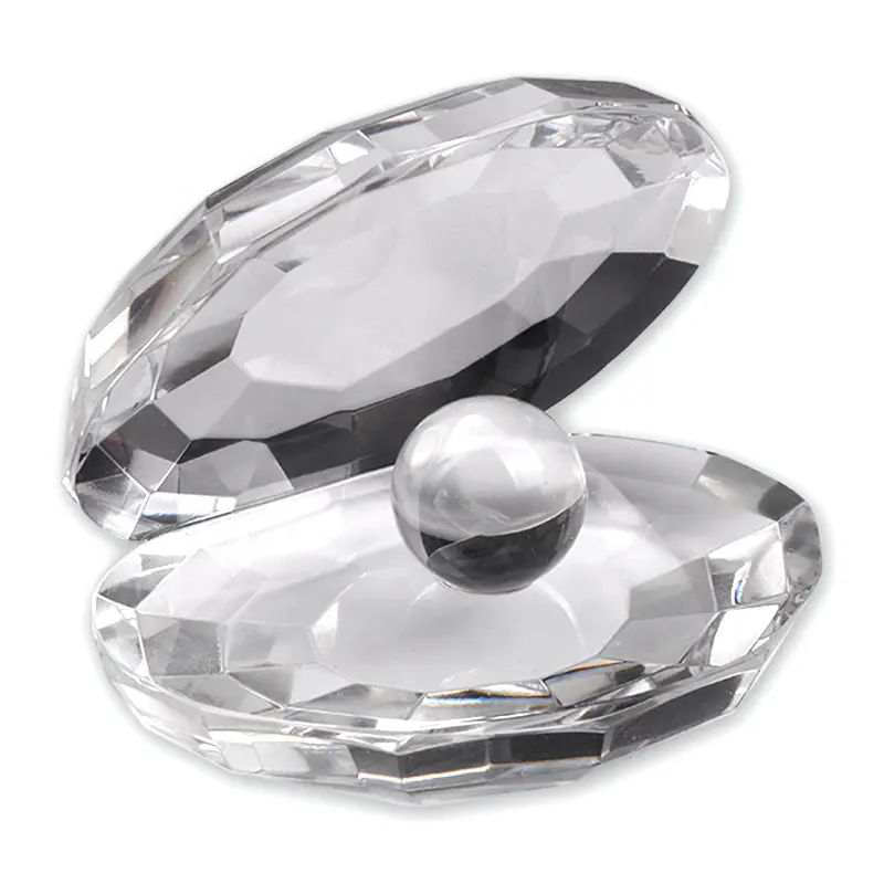 Coquille de cristal de Style européen avec perle de verre, huître et perle de cristal pour ornement de salon, cadeau Souvenir de mariage CWG-03A