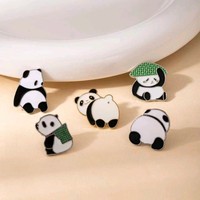 Broches en émail de panda de dessin animé mignon, badges de revers d'animaux chinois, broches de panda amusantes, épingles en émail souple pour la décoration de vêtements, collection et cadeau