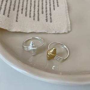 Two Tone <b>Croissant</b> <b>Ring</b> 18K Gold Plated Stainless Steel Statement <b>Ring</b> Opening Chunky <b>Ring</b> for Woman - Product Image 3