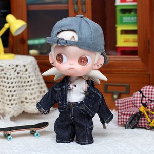 Zsiga 20Cm <b>Doll</b> Clothes Skateboard Denim Outfit 1/8 Scale Posable Boy <b>Doll</b> Wear - Product Image 3