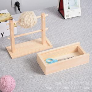 Wooden Yarn Rack Desktop Stand Solid Wood <b>Crochet</b> <b>Hook</b> Holder Natural Color - Product Image 1