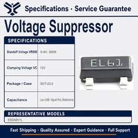 Dioda Perlindungan ESD ESDA6V1L PESD5V0L1BA TVS 5V SMD, Komponen Dioda Penekan ESD untuk Perlindungan Elektronik Konsumen