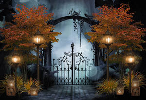 Sfondo della festa di Halloween castello scuro fantasma nebbia fotografia sfondo decorazione di Halloween sfondo - Product Image 2