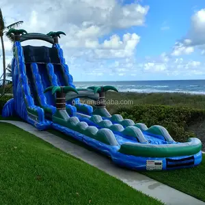 Giant Volwassen Tropische Water Park Slip En Slide Blue Crush Pvc Waterglijbaan Opblaasbare Zwembad Met Glijbanen