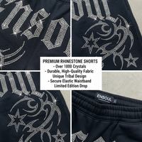 Shorts en jean baggy pour hommes avec strass, style streetwear, délavage vintage, personnalisables, fabrication de denim vierge pour marque privée