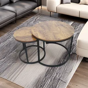 nesting coffee table Real Wood MDF Round and Compact coffee table set solid wood two- piece coffee table modern