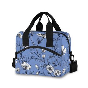 Elegant Floral Lunch Bag for Women - 10L Large Insulated Cooler Tote with Adjustable Strap, Vintage Botanical Print <b>Lunchbox</b> for - Product Image 2