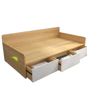 A modern new style wooden bed with drawers for storage in the bedroom