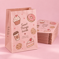 Sac en papier kraft rose écologique à soufflets latéraux, résistant à la graisse, pour l'emballage de desserts de café et de pâtisseries, personnalisable