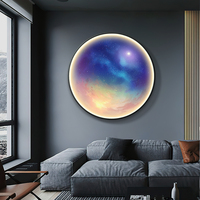 Lampe LED élégante Lune et Planète Terre Tableaux suspendus Entrée Couloir décoratif Allée Art mural