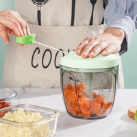 900Ml Groentechopper Handmatige Keukenmachine Draagbare Handtrekkoord Knoflook Vleesmolen Uiensnijder Voor Groenten Gember Fruit