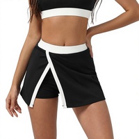 Jupe-culotte de tennis unie mi-longue avec fente anti-exposition pour sports de plein air