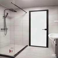 Nouvelles portes de salle de bain à double battant, cadre en aluminium, finition verre, design postmoderne, portes et fenêtres intérieures bien étanches