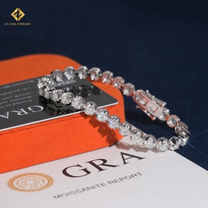 Luxury 925 <b>Silver</b> VVS Moissanite Classic Tennis <b>Bracelet</b> Round Cut Rhodium Plated Eternity Link Chain <b>Bracelet</b> for Wedding Party - Product Image 2