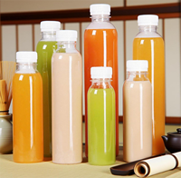 Bouteille en plastique transparente jetable pour boissons, bouteille en PET commerciale pour jus et thé au lait avec bouchon