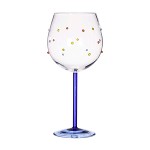 Ensemble de verres à <span class=keywords><strong>vin</strong></span> en cristal sans plomb, écologiques, à motif de pois bleus peints à <span class=keywords><strong>la</strong></span> main, 500 ml, lavables au lave-vaisselle, pour les fêtes et les occasions spéciales - Product Image 6