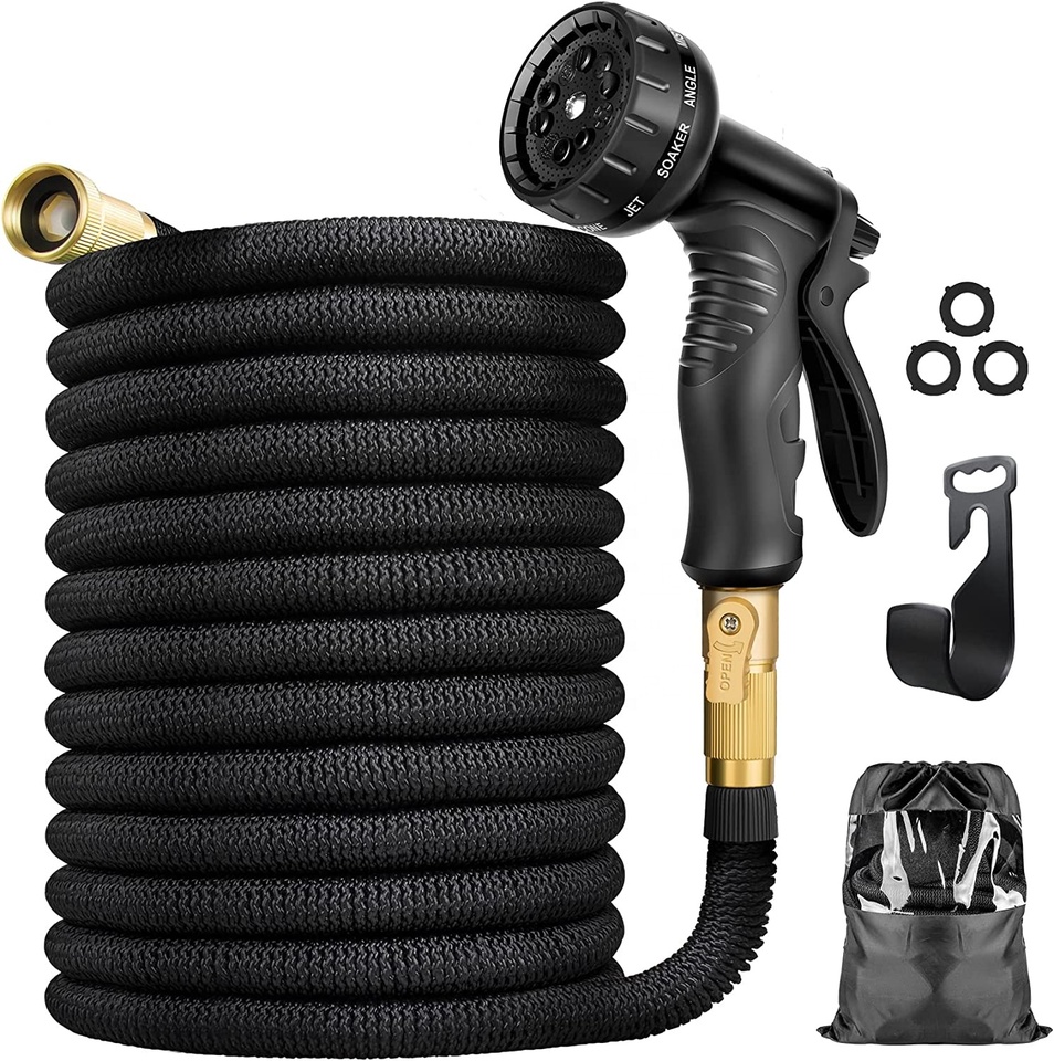 Expandable Garden Hose With 10 Functions Nozzle,3/4 Inch Solid Brass Fittings,Lightweight & Non-kink Water Hose