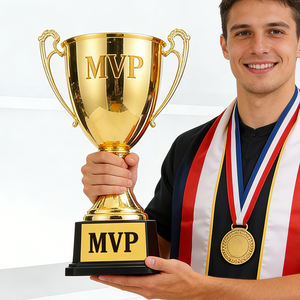 Groothandel op maat gemaakte voetbal grote trofee laser gegraveerde bal trofee awards metalen beker aangepaste wereld voetbal trofeeën - Product Image 2