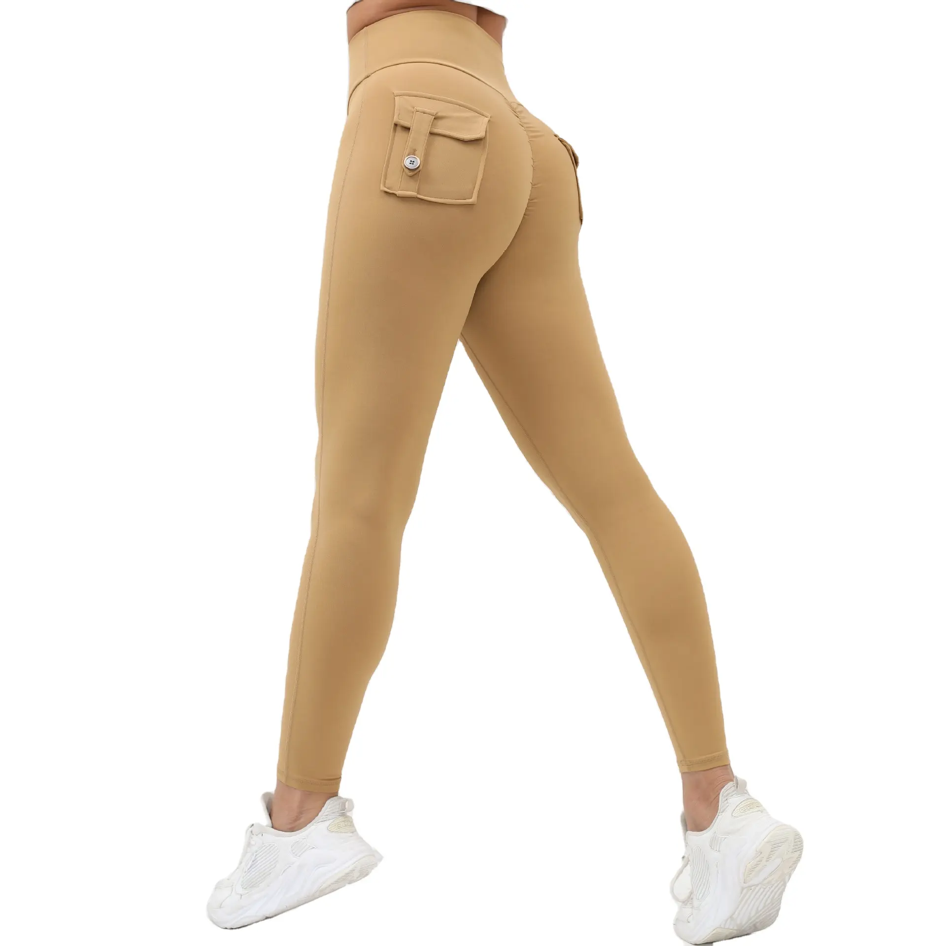 2024 novidade leggings de secagem rápida macacão fitness feminino calças de ioga de bolso leggings de ioga mel pêssego de alta qualidade