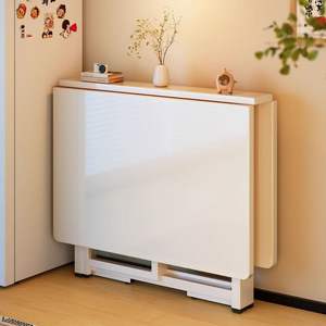 Modern <strong>Folding</strong> Dining <strong>Table</strong> Space Saving Foldable with Wooden Top Metal Frame for <strong>Small</strong> Space Apartment Living Room - Product Image 4