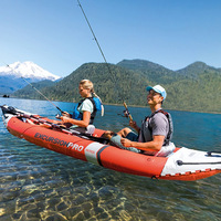 Bateau gonflable double INTEX en PVC, caoutchouc, pour deux personnes, rafting en eaux vives, comprend des pagaies, une pompe à air, 3,1-4 m, 68309
