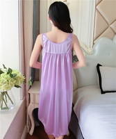 Pyjama d'été sexy pour femme, nuisette fine en satin soyeux avec dentelle, peignoir, chemise de nuit décontractée