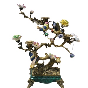 Chandelier européen et américain, décoration <span class=keywords><strong>de</strong></span> luxe, artisanat français salon véranda en cuivre pur en céramique, branches d'oiseaux été - Product Image 1