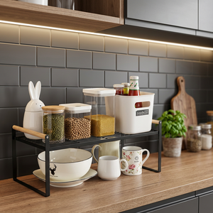 Black Chic Metal Dish Racks Neat and Dry Kitchen Cabinet <b>Storage</b> That Combines Style and Utility with Tableware Use - Product Image 6