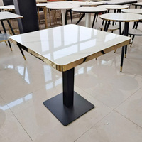 Table carrée légère de luxe en acier inoxydable simple table à manger en forme de roche table en métal pour balcon extérieur café thé au lait