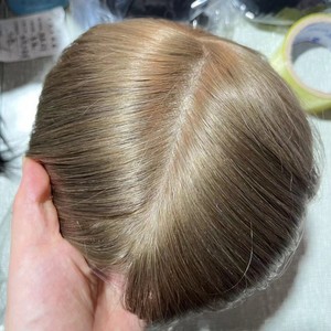 Tupé de Cabello Humano Natural con Frente de Encaje y Parte Superior de Seda, Línea de Cabello Natural, Color <span class=keywords><strong>Rubio</strong></span> <span class=keywords><strong>Ceniza</strong></span> 613 - Product Image 1