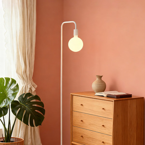 Minimalist Floor <b>Lamp</b> Led Adjustable Height Plastic Body White Shade For Living Room Bedroom <b>Office</b> Decor - Product Image 1