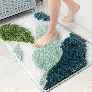 Thickened Microfiber <b>Bath</b> <b>Mat</b> <b>Leaf</b> Pattern Absorbent Quick Dry Non Slip Square Minimalist Design - Product Image 5
